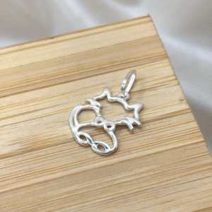 Pingente de prata 925 gato vazado