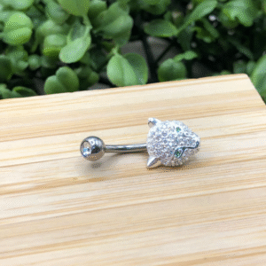Piercing de prata 925 de furo umbigo guepardo