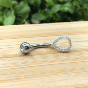Piercing de prata 925 de umbigo furo gota cravejado