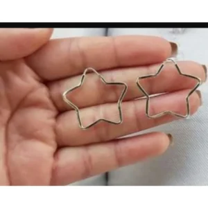 Brinco Argola de Estrela em Prata 925 com 3,5cm