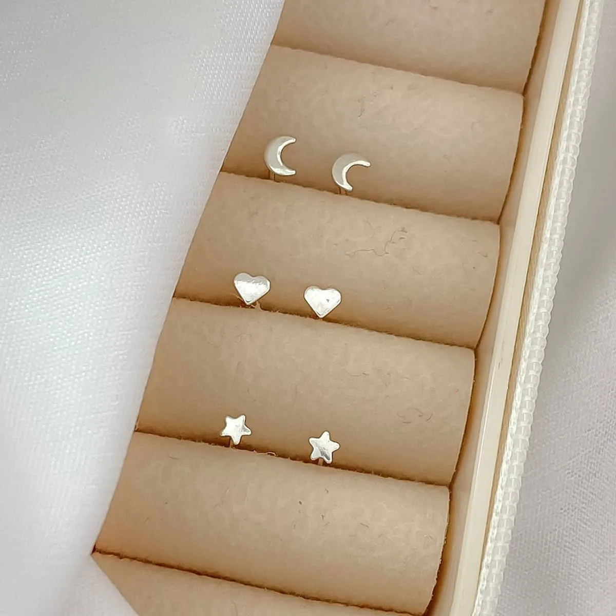 Trio De Brincos Prata 925 Estrela, Coração E Lua - Imagem 2