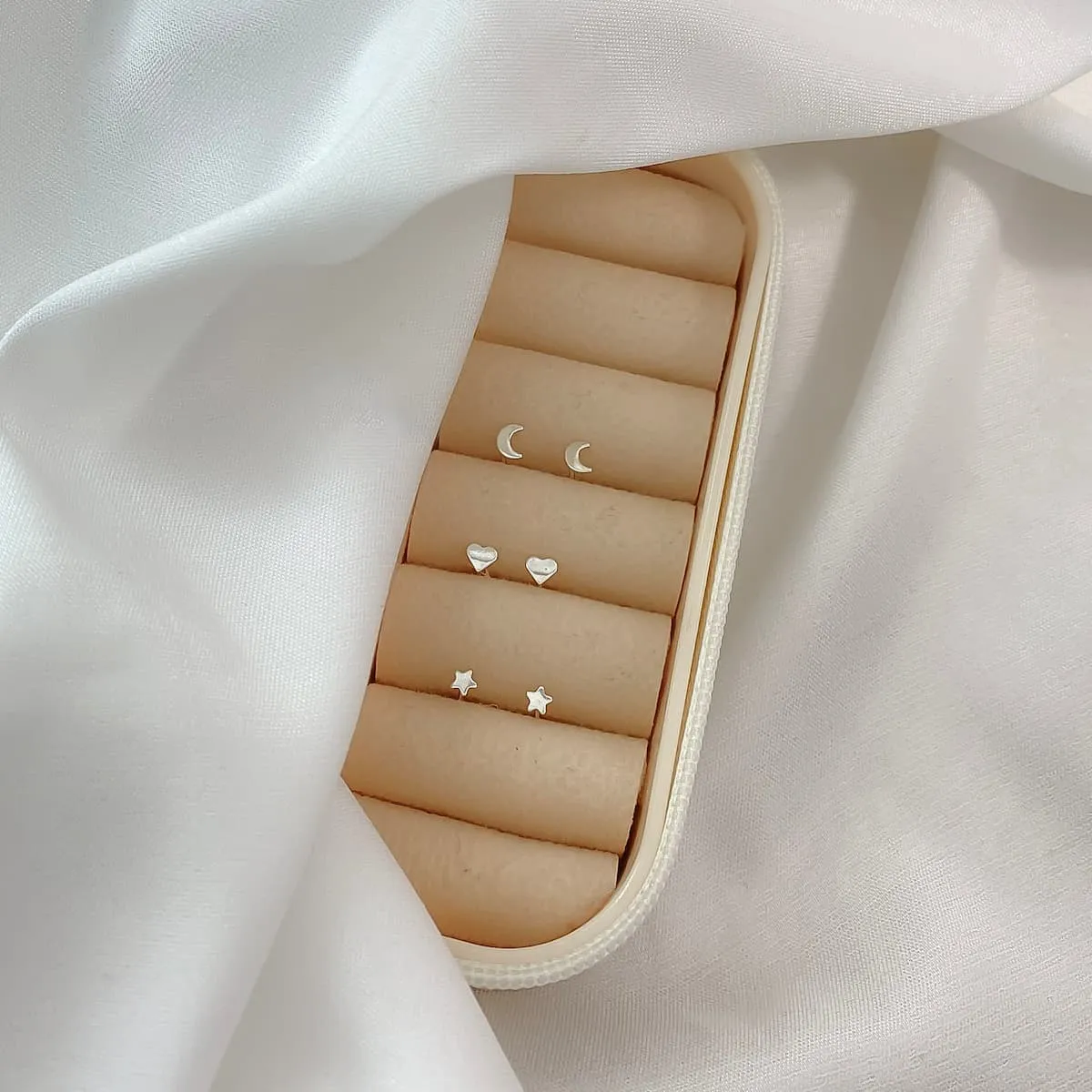 Trio De Brincos Prata 925 Estrela, Coração E Lua