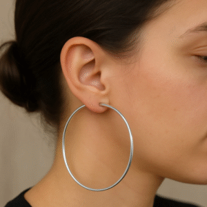 Argolas grandes de prata 925 redonda fio redondo 5,0 CM