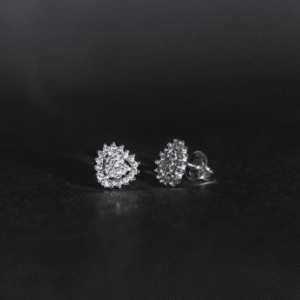 Brinco de prata 925 coração duplo cravejado p