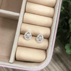 Brinco de prata 925 gota zircônia com borda cravejada