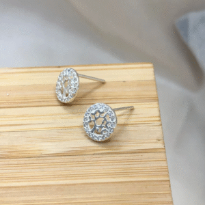 Brinco de prata 925 redondo árvore vazada cravejada