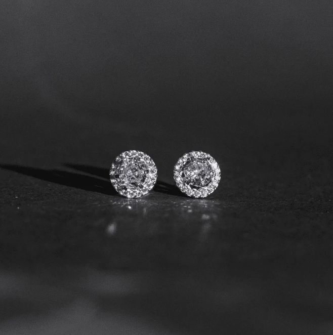 Brinco de prata 925 zircônia com borda cravejada