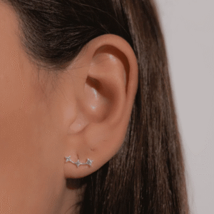 Brinco de prata 925 estrelado cravejado