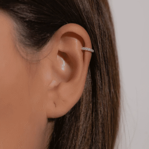 Piercing de prata 925 fake argolinha cravejada