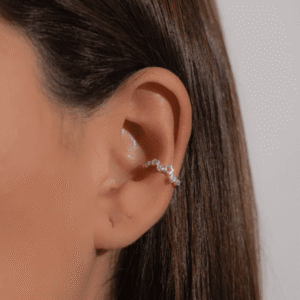 Piercing de prata 925 fake argola estrela e bolinha zircônia