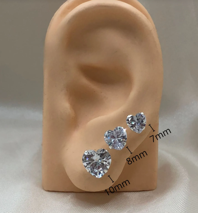 Brinco de prata 925 coração com zircônia branca - Imagem 4