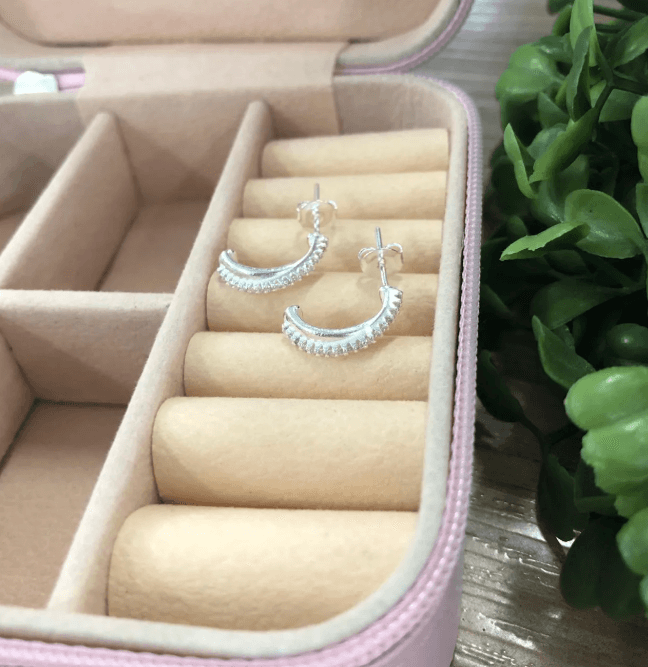 Argola de prata 925 com tarraxa cravejada | Brincos