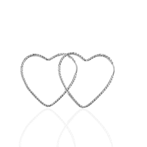 Argola de prata 925 coração fio torcido | Brincos