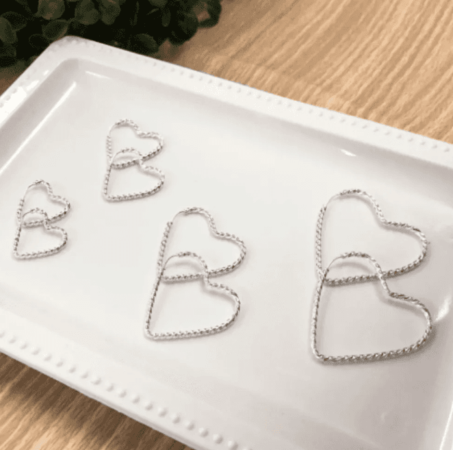 Argola de prata 925 coração fio torcido | Brincos