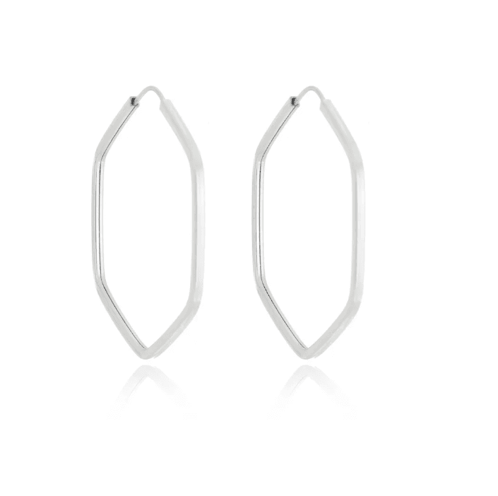 Argola de prata 925 hexagonal fio quadrado | Brincos