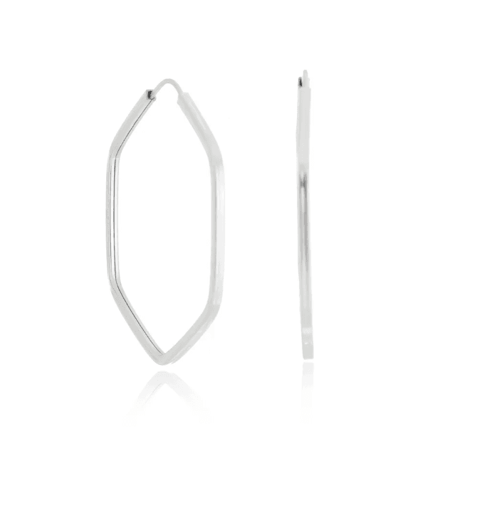 Argola de prata 925 hexagonal fio quadrado | Brincos