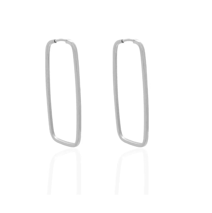 Argola de prata 925 retangular fio quadrado | Brincos