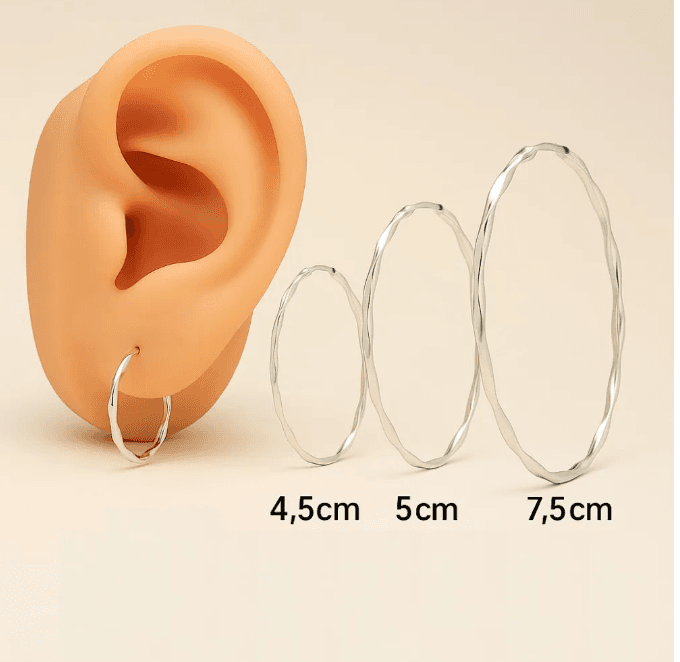 Argolas grandes de prata 925 redonda fio ondulado | Brincos