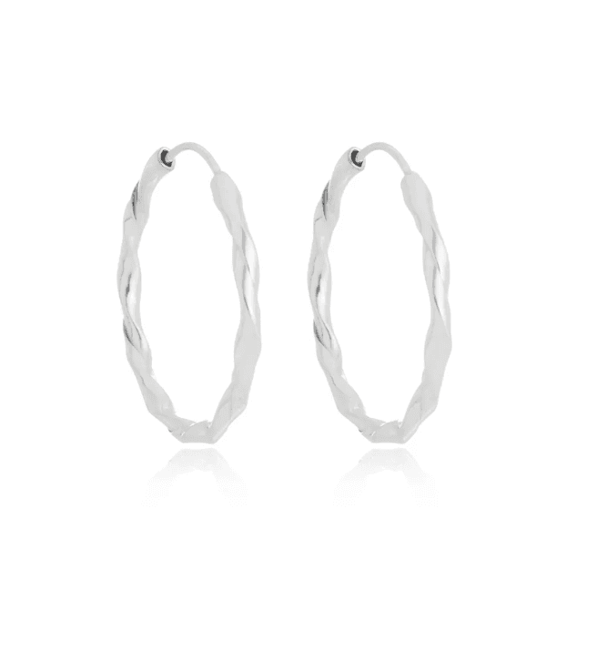 Argolas pequenas de prata 925 redonda fio ondulado | Brincos