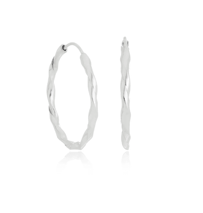 Argolas pequenas de prata 925 redonda fio ondulado | Brincos