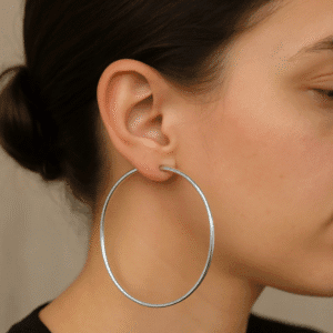 Argolas grandes de prata 925 redonda fio redondo 5,0 CM | Brincos