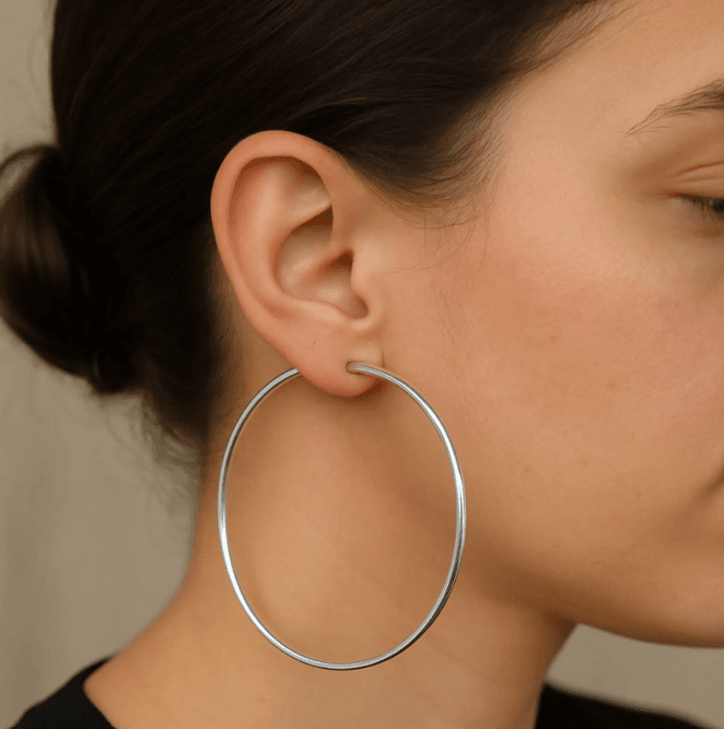 Argolas grandes de prata 925 redonda fio redondo 5,0 CM | Brincos