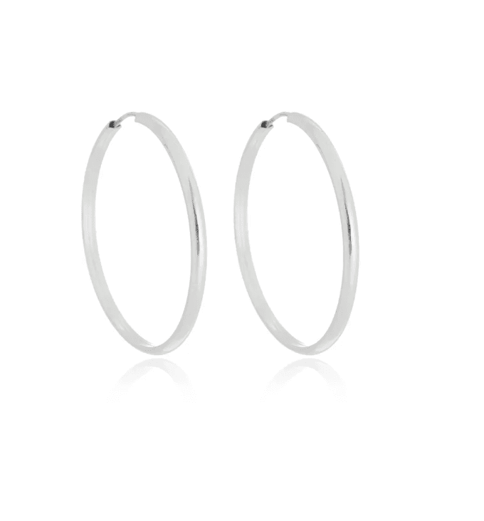 Argolas grandes de prata 925 redonda fio redondo 5,0 CM | Brincos