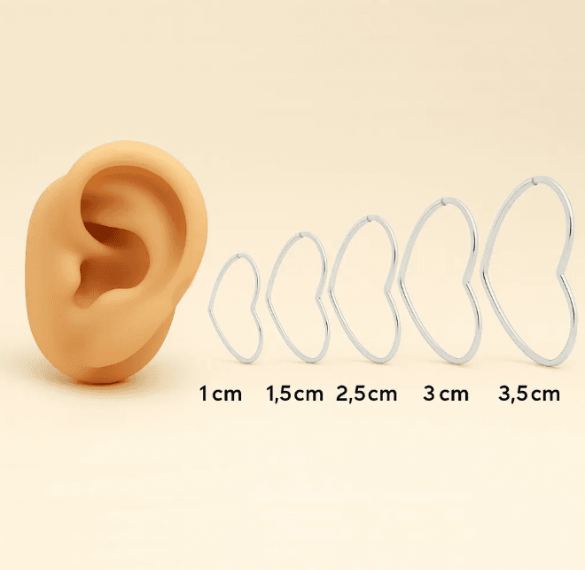 Argolas pequenas de prata 925 coração fio redondo | Brincos