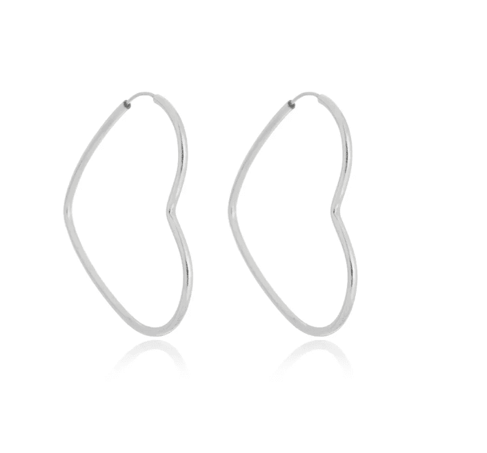 Argolas pequenas de prata 925 coração fio redondo | Brincos