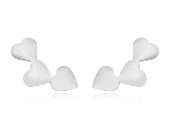 Brinco de prata 925 3 corações | Brincos