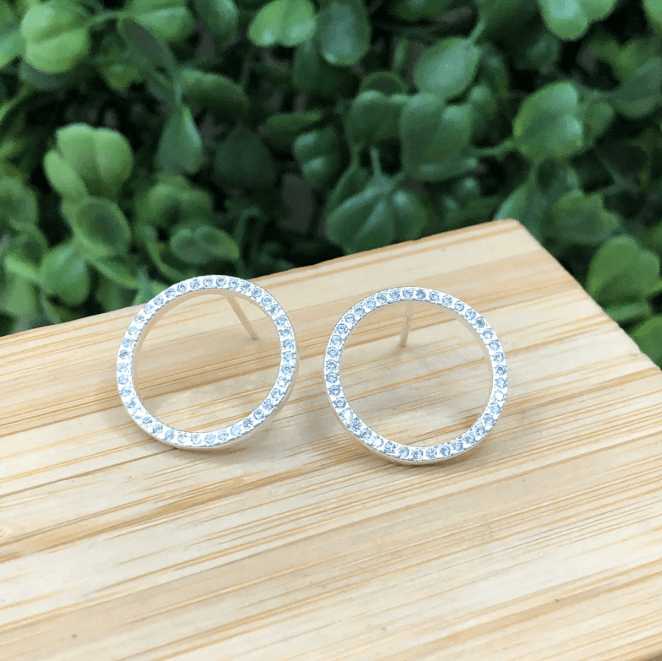 Brinco de prata 925 argola aro cravejado | Brincos