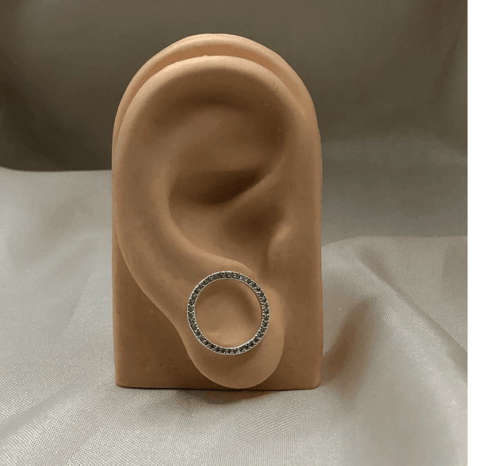 Brinco de prata 925 argola aro cravejado | Brincos