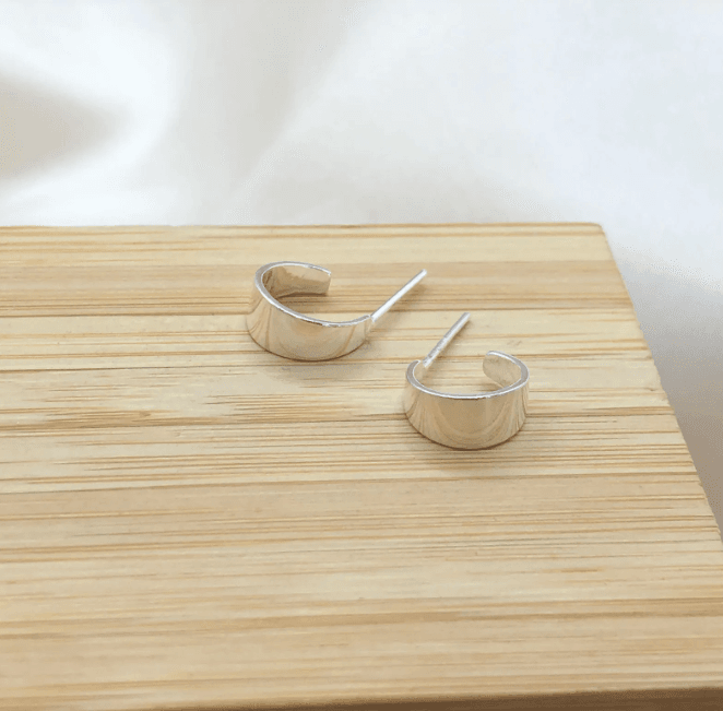 Brinco de prata 925 argola lisa espelhada | Brincos