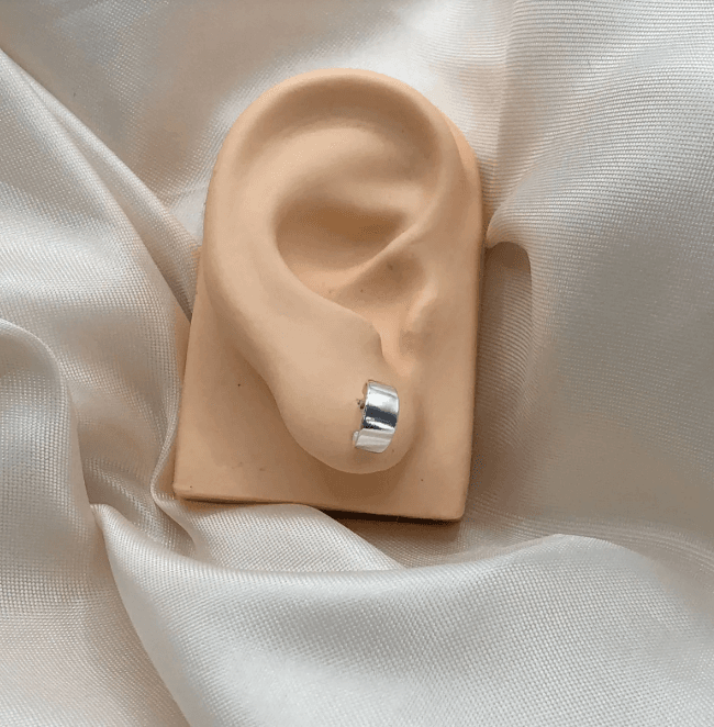 Brinco de prata 925 argola lisa espelhada | Brincos