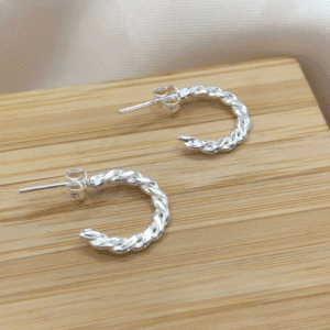 Brinco de prata 925 argola trançada m | Brincos