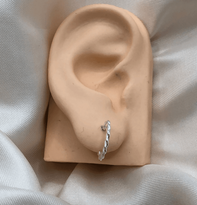 Brinco de prata 925 argola trançada m | Brincos