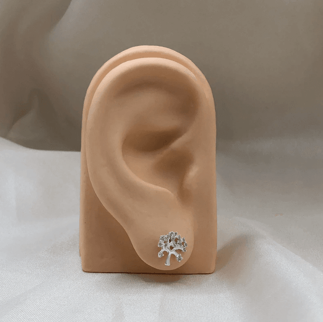 Brinco de prata 925 árvore da vida cravejada | Brincos