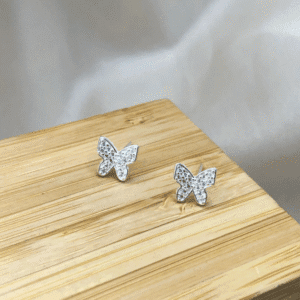 Brinco de prata 925 borboleta cravejada com zirconia | Brincos