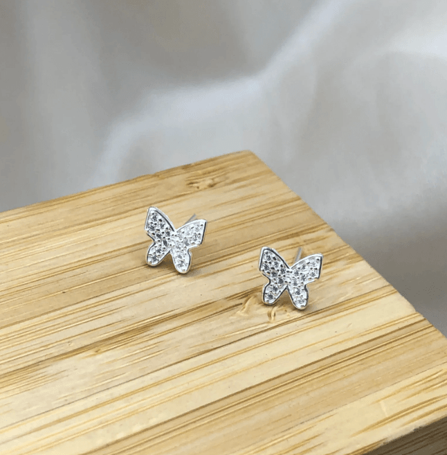 Brinco de prata 925 borboleta cravejada com zirconia | Brincos
