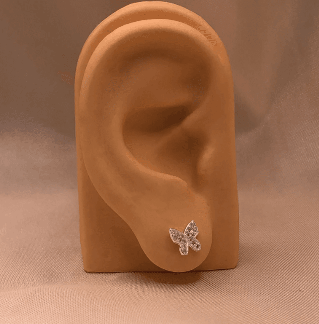 Brinco de prata 925 borboleta cravejada com zirconia | Brincos