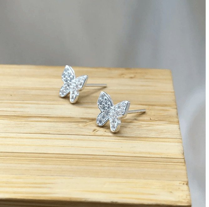 Brinco de prata 925 borboleta cravejada com zirconia | Brincos