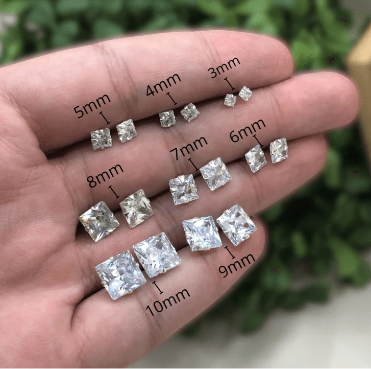 Brinco de prata 925 carré com zircônia branca | Brincos