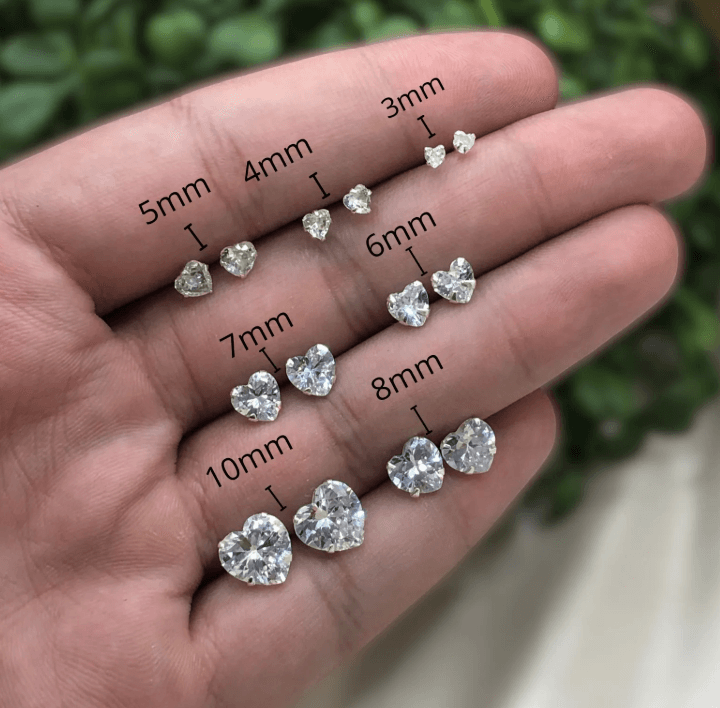 Brinco de prata 925 coração com zircônia branca | Brincos