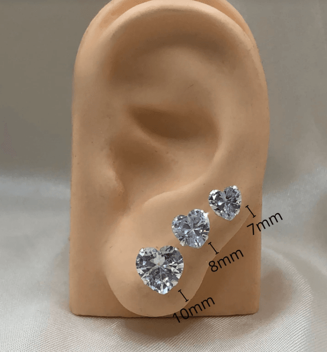 Brinco de prata 925 coração com zircônia branca | Brincos