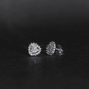 Brinco de prata 925 coração duplo cravejado p | Brincos