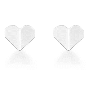 Brinco de prata 925 coração origami | Brincos
