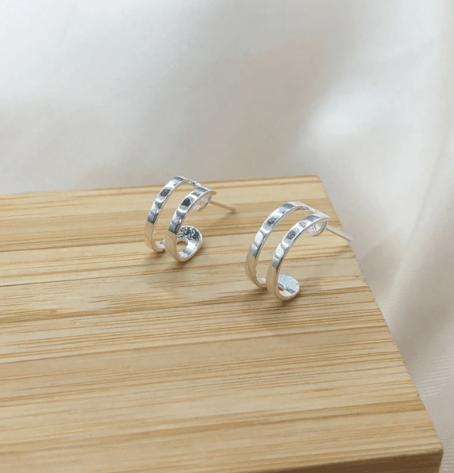 Brinco de prata 925 dois filetes | Brincos