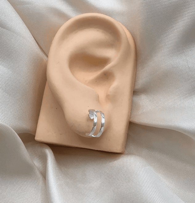 Brinco de prata 925 dois filetes | Brincos