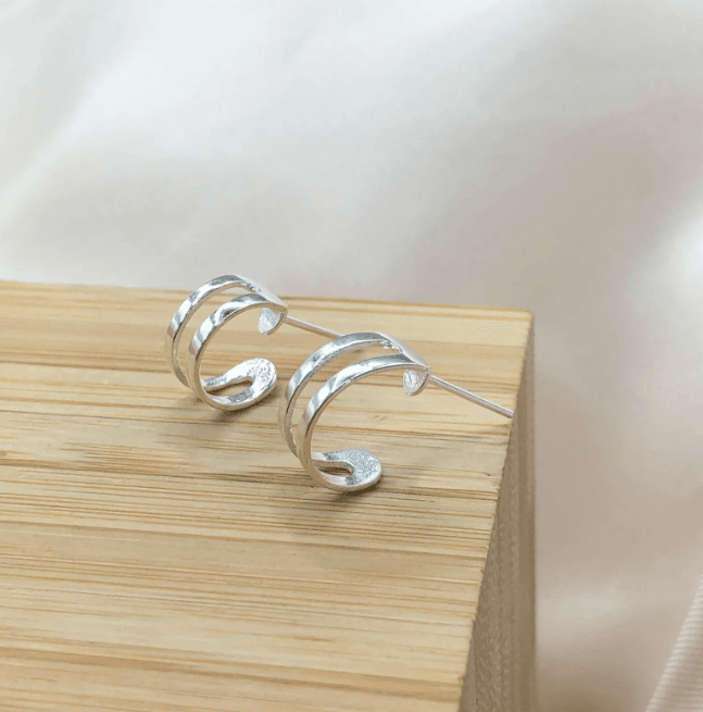 Brinco de prata 925 dois filetes | Brincos