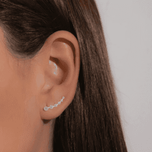 Brinco de prata 925 ear cuff 6 zircônias | Brincos